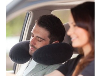 Perna gonflabila pentru gat Intex Travel, suprafata velurata, 36 x 30 x 10 cm, Negru