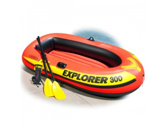 Barca gonflabila “Explorer 300” cu vasle si pompa, 211x117x41 cm, pana la 186 kg, 6+, INTEX