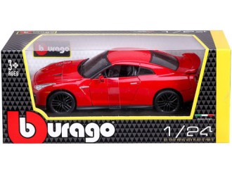 Masina model NISSAN GT-R (rosu, metalic alb, 1:24)