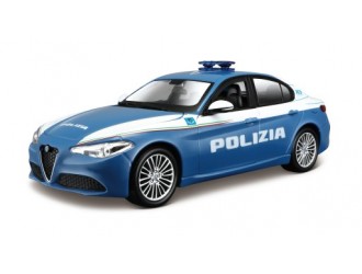 Masina model ALFA ROMEO GIULIA POLIZIA (albastru, 1:24)