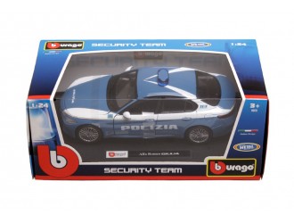 Masina model ALFA ROMEO GIULIA POLIZIA (albastru, 1:24)