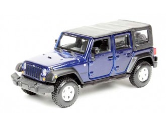 Masina model JEEP WRANGLER UNLIMITED RUBICON (metal verde, albastru inchis, 1:32)