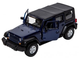 Masina model JEEP WRANGLER UNLIMITED RUBICON (metal verde, albastru inchis, 1:32)