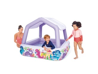 Piscina gonflabila pentru copii cu baldachin Sun Shade, 157x157x122 cm, 295 L, 2 ani+, Intex 57470
