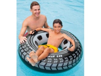 Colac gonflabil Intex Giant Tire, cu 2 manere, diametru 114 cm, negru, 9 ani+