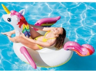 Saltea gonflabila “Unicorn” cu manere, 198x140x97 cm, pana la 40 kg, 3+, INTEX