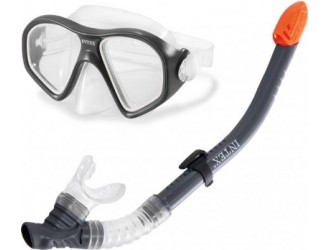 Set Snorkeling Intex Adventurer, Masca cu lentile Anti-Fog si Tub cu protectie, 8 ani+
