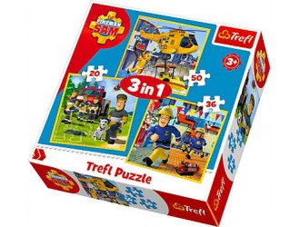 Trefl Puzzles - "3in1" - Fireman Sam in action / Prism