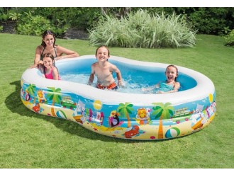 Piscina gonflabila Intex "Malul Marii", Forma ovala, 262 x 160 x 46 cm, Capacitate 700 L, Varsta 3 ani+