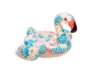 Pluta gonflabila Intex Flamingo Tropical, 2 manere rezistente, 142 x 137 x 97 cm, 3 ani+, Roz