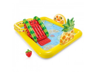 Centru de joaca gonflabil Intex "Deliciu de Fructe", Topogan si Pulverizator incluse, 244 x 191 x 91 cm, 2 ani+