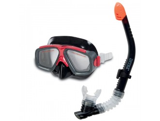 Set Snorkeling Intex "Surf Rider", Masca cu lentile Anti-Fog si Tub, Materiale hipoalergenice, 6-12 ani
