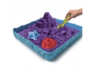 Set de nisip pentru creativitatea copiilor - KINETIC SANDCastel de nisip (violet, 454 g, forme, tava)