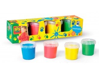 Vopsea pentru pictura cu degetele-- PRIMELE MELE DESENE (4 culori, оn borcane de plastic)