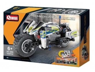 XTech Bricks: Pull Back Police Motorbike, 193 pcs