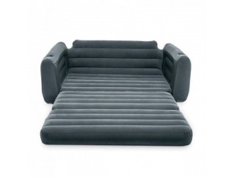 Canapea Gonflabila Extensibila Intex 2-in-1, Transformabila in Pat Dublu (Queen), 2 Suporturi Pahar, 203 x 224 x 66 cm, Suprafata Catifelata
