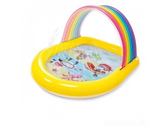 Piscina gonflabila Intex "Mushroom Sunshade", Baldachin si Jeturile de apa, 147 x 130 x 86 cm, 2 ani+