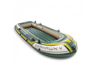 Set Barca gonflabila Intex "Seahawk 4", 4 Persoane, Material PVC Super-Tough, Include Vasle si Pompa, 351 x 145 x 48 cm