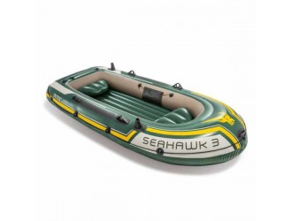 Set Barca gonflabila Intex "Seahawk 3", 3 Persoane, Material PVC Super-Tough, Include Vasle si Pompa, 295 x 137 x 43 cm