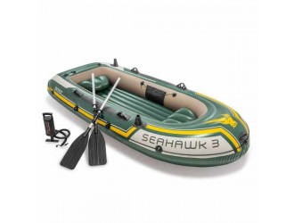 Set Barca gonflabila Intex "Seahawk 3", 3 Persoane, Material PVC Super-Tough, Include Vasle si Pompa, 295 x 137 x 43 cm
