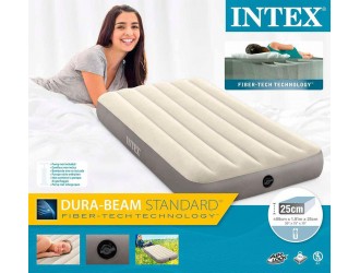 Saltea gonflabila Intex Dura-Beam Single-High, Tehnologie Fiber-Tech, Single Size, 99 x 191 x 25 cm, max. 136 kg, Suprafata Catifelata