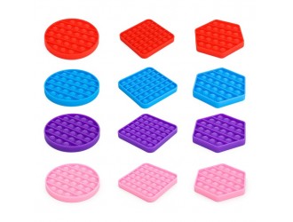 Jucarie Antistres Pop It 12,5cm 3 forme cu SCLIPICI diverse culori