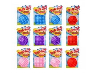 Jucarie Antistres Pop It 12,5cm 3 forme cu SCLIPICI diverse culori