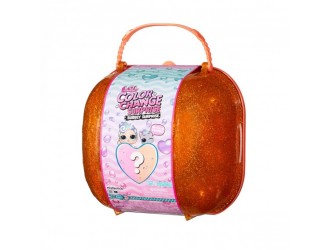 Set de joaca valiza oranj cu papusa L.O.L. SURPRISE! Seria Color Change Bubbly Surprise