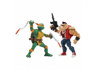Set Figurine Testoasele Ninja Michelangelo vs Bebop 15 cm cu articulatii TMNT