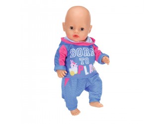 Set costum sportiv pentru papusa Baby Born de 43 cm (albastru)