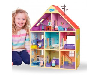 Set de joaca din lemn Casa Deluxe cu accesorii si figurine Peppa Pig