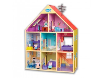 Set de joaca din lemn Casa Deluxe cu accesorii si figurine Peppa Pig