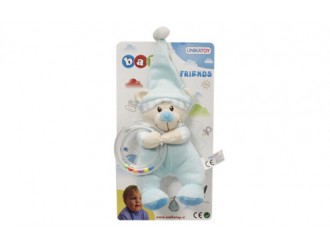 Jucarie de plus Ursulet cu zornaitoare 18CM (roz/albastru) UNIKATOY 24024