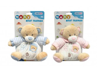 Jucarie de plus zornaitoare Ursulet (roz/albastru) 16CM UNIKATOY 25098