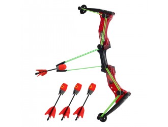 Set de joaca Arc cu 4 sageti rosu seria Hyper Strike