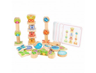 Joc de echilibru din lemn cu sabloane - Micii prieteni (33 piese) Lucy & Leo