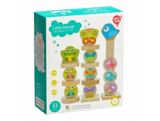 Joc de echilibru din lemn cu sabloane - Micii prieteni (33 piese) Lucy & Leo