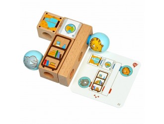 Joc-puzzle din lemn Pisicile Jucause cu sabloane Lucy & Leo