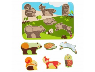 Puzzle din lemn Animale din padure (7 piese) Lucy & Leo