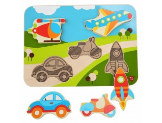 Puzzle din lemn Vehicule (6 piese) Lucy & Leo