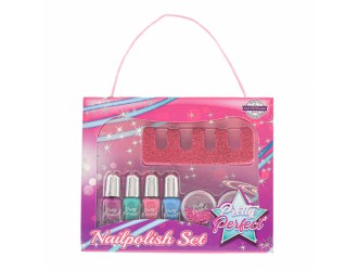 Set manichiura 4 oje, burete separator si sclipici Pretty Perfect