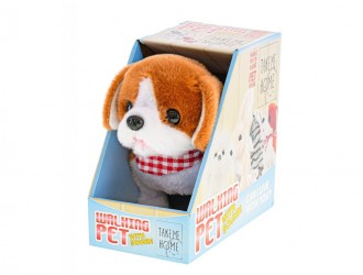 Catelus interactiv alb/brun 17cm