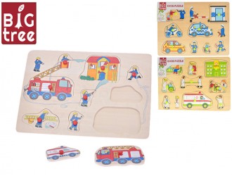 Puzzle din lemn 3 tipuri politie/ambulanta/pompieri 30x22cm Big Tree