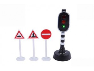 Jucarie Semafor cu lumini si 3 semne de circulatie