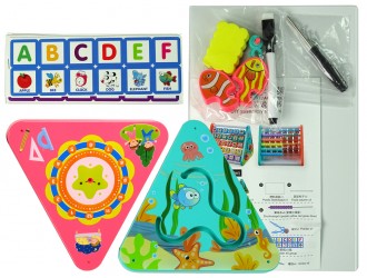Jucarie educativa multifunctionala litere si cifre, tabla cu marker