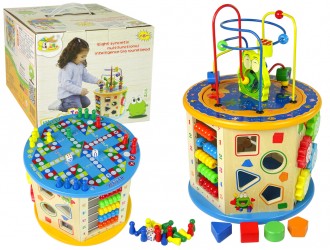Jucarie din lemn, multifunctionala, Cub educativ