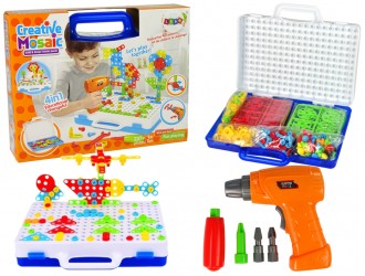 Set educativ - creativ Mozaic 4 in 1 cu surubelnita, 237 bucati