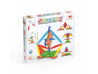 Set de constructie magnetic Supermag Multicolor 45 piese