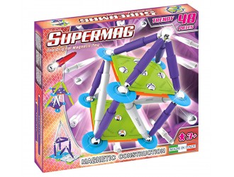 Set de constructie magnetic Supermag Classic Trendy 48 piese