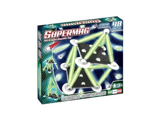 Set de constructie magnetic Supermag Classic Glow 48 piese